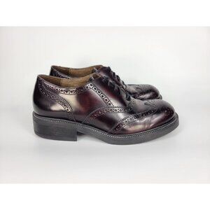 J. Crew Leather Wingtip Burgundy Made In Italy Oxford Shoes Womens Size 7 42299